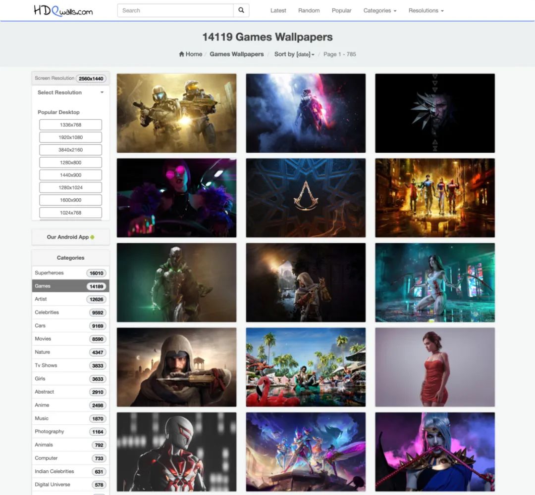 hdqwalls.com，内置超多4K/8K高质量壁纸，这个国外网站还有APP端！