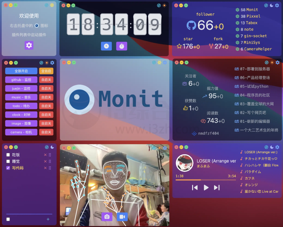 Monit，一款支持插件的桌面小组件，让你的电脑桌面瞬间geek！-i3综合社区