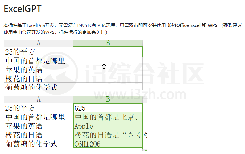 ExcelGPT，基于ExcelDna开发的插件，同时兼容Office和WPS！